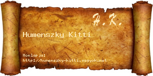 Humenszky Kitti névjegykártya